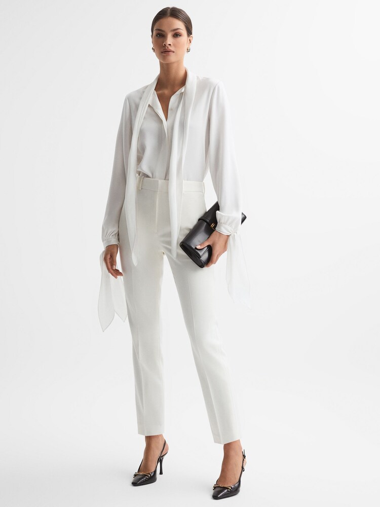 Reiss Off White Mila Petite Slim Fit Wool Blend Suit Trousers - Image 1 of 6 Reiss Off White Mila Petite Slim Fit Wool Blend Suit Trousers - Image 1 of 6