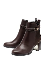 Lotus Brown Heeled Ankle Boots - Image 2 of 4