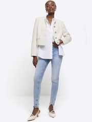 River Island Blue Mid Rise Bum Sculpt Skinny Jeans - Image 3 of 11