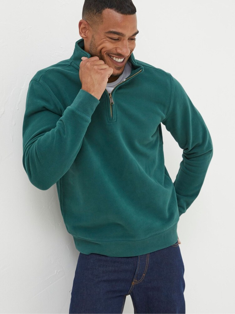 FatFace Green Fowey Half Neck Sweatshirt - Image 1 of 1