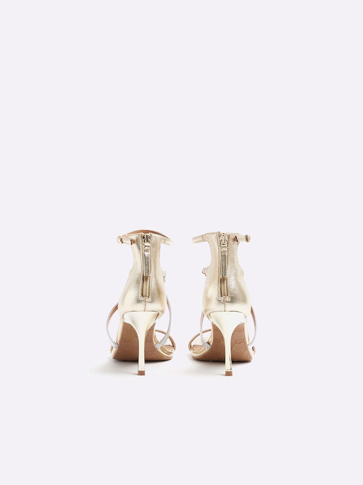 River Island Gold Closed Cross Strap Sandals - Image 2 of 4 River Island Gold Closed Cross Strap Sandals - Image 2 of 4