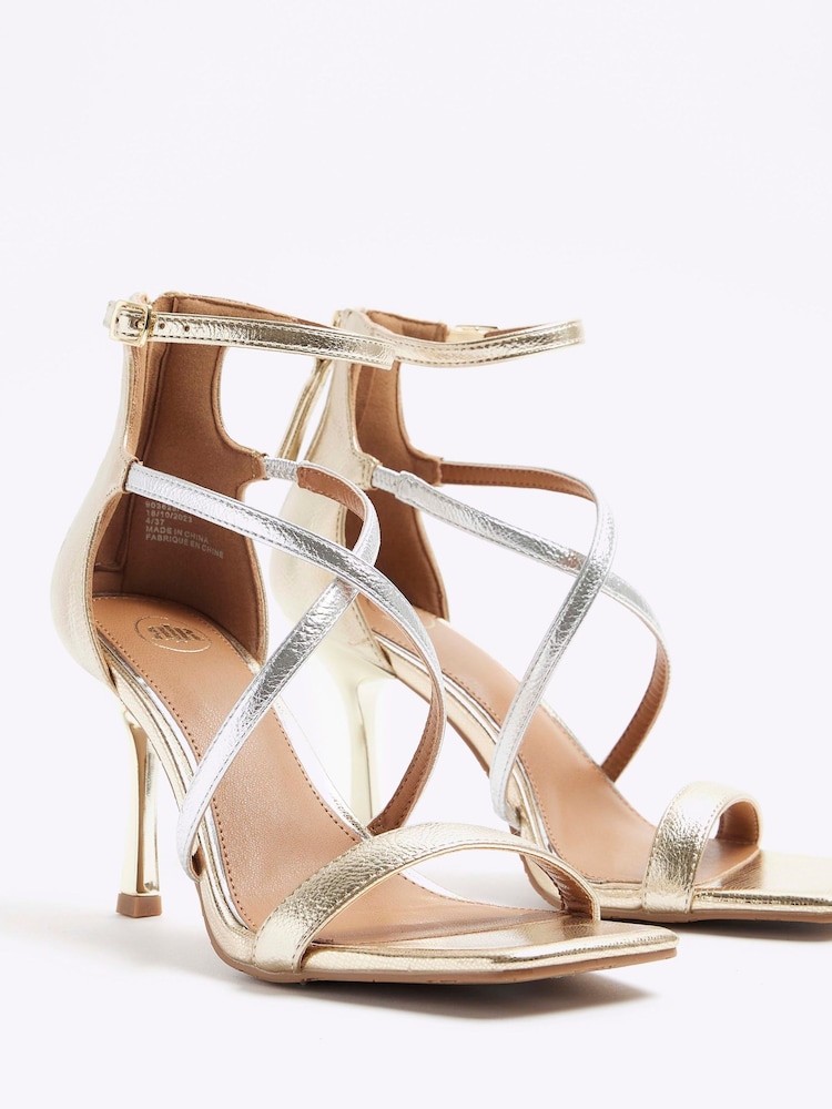 River Island Gold Closed Cross Strap Sandals - Image 4 of 4 River Island Gold Closed Cross Strap Sandals - Image 4 of 4