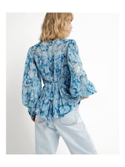 River Island Blue Floral Smock Top - Image 2 of 6