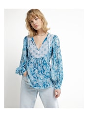 River Island Blue Floral Smock Top - Image 3 of 6