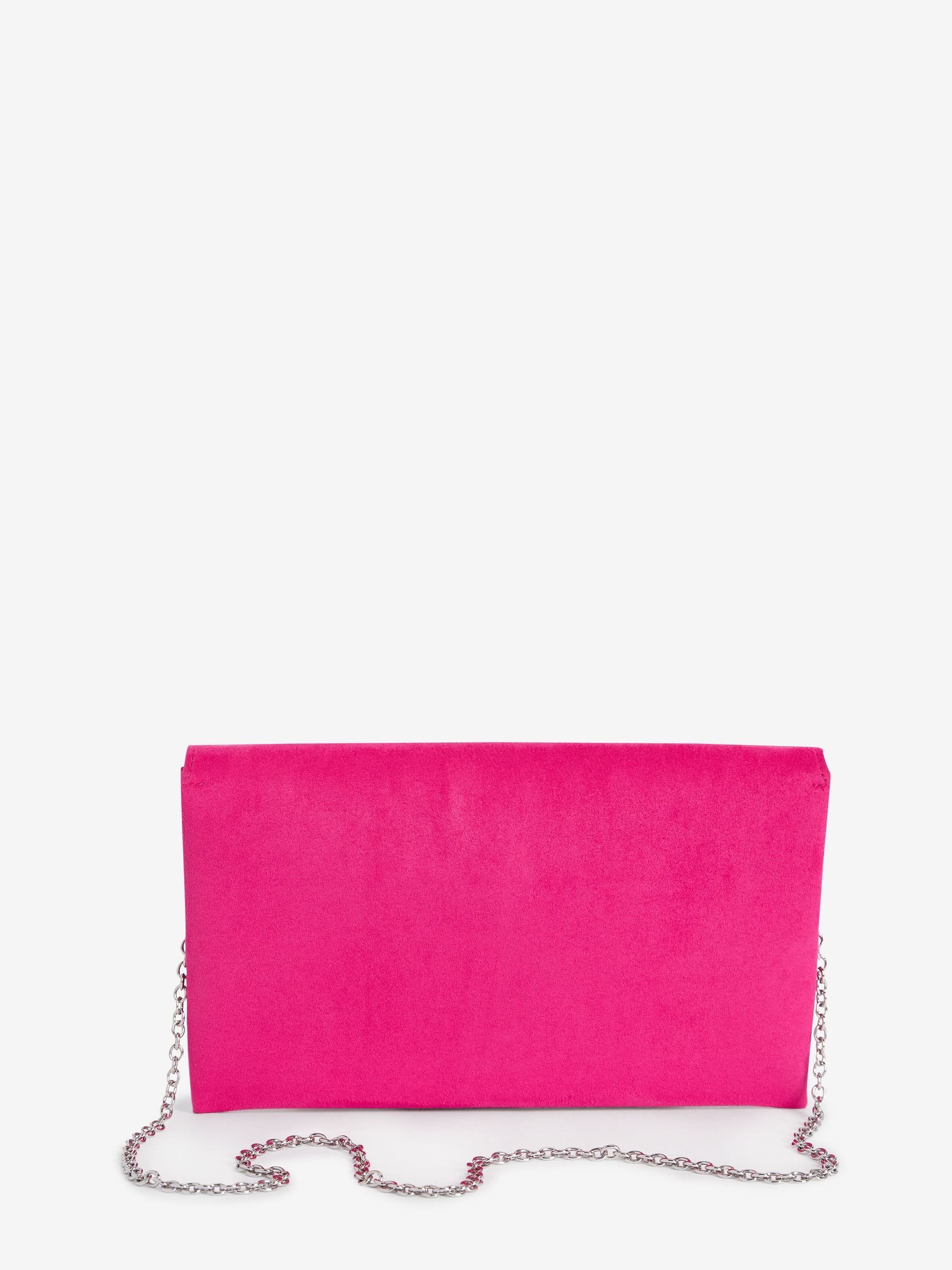 Pink Clutch Bag with Detachable Cross Body Chain