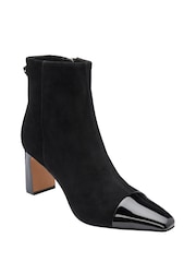 Lotus Black Suede Pointed-Toe Ankle Boots - Image 1 of 4