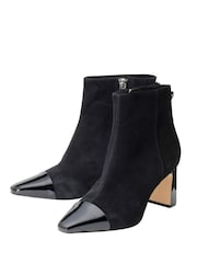 Lotus Black Suede Pointed-Toe Ankle Boots - Image 2 of 4