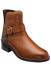 Lotus Brown Leather Ankle Boots - Image 1 of 4