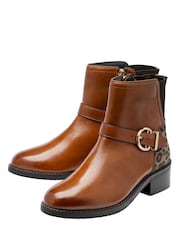 Lotus Brown Leather Ankle Boots - Image 2 of 4