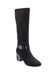 Lotus Black Heeled Knee-High Boots - Image 1 of 4