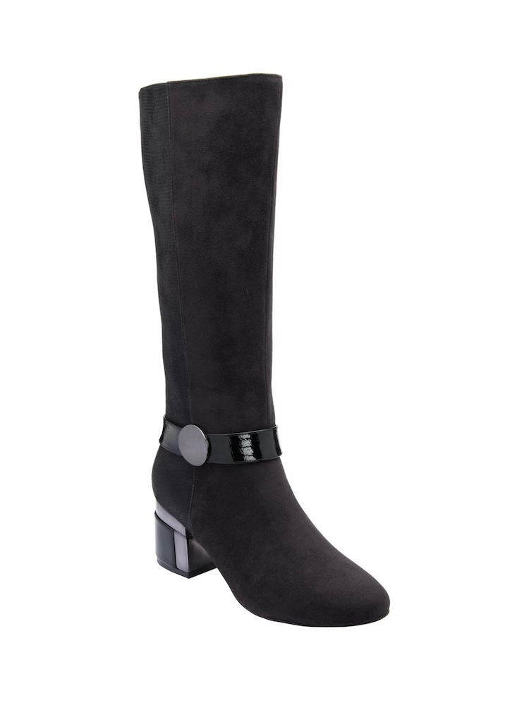 Lotus Black Heeled Knee-High Boots - Image 1 of 4 Lotus Black Heeled Knee-High Boots - Image 1 of 4