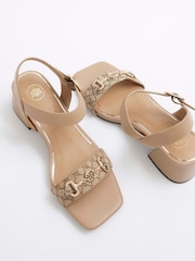 River Island Brown Snaffle Low Block Heeled Sandals - Image 3 of 5