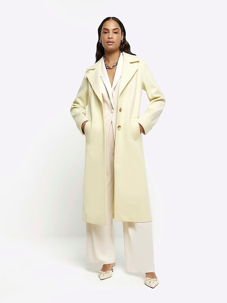 River Island Yellow Longline Tailored Coat - Image 1 of 6