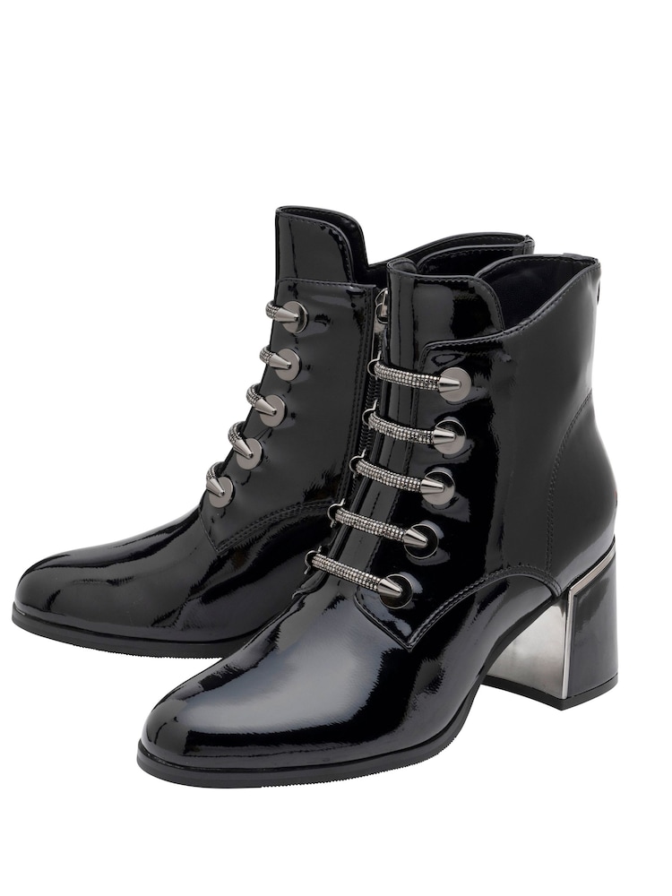 Lotus Black Heeled Ankle Boots - Image 2 of 4 Lotus Black Heeled Ankle Boots - Image 2 of 4