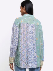 River Island Blue Patchwork Floral Shirt - Image 2 of 6
