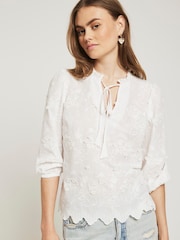 River Island White Embroidered Smock Top - Image 1 of 5