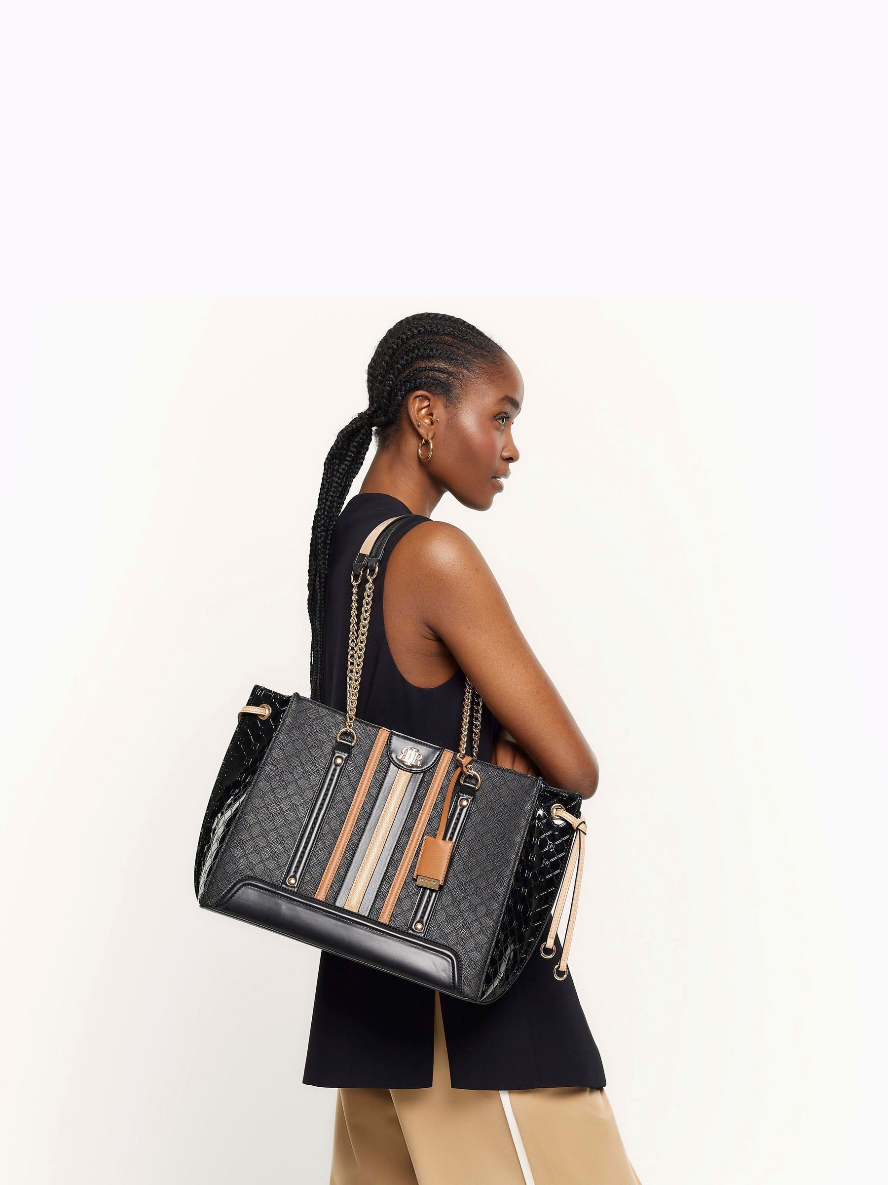Buy River Island Black Panelled Wing Tote Bag from Next France