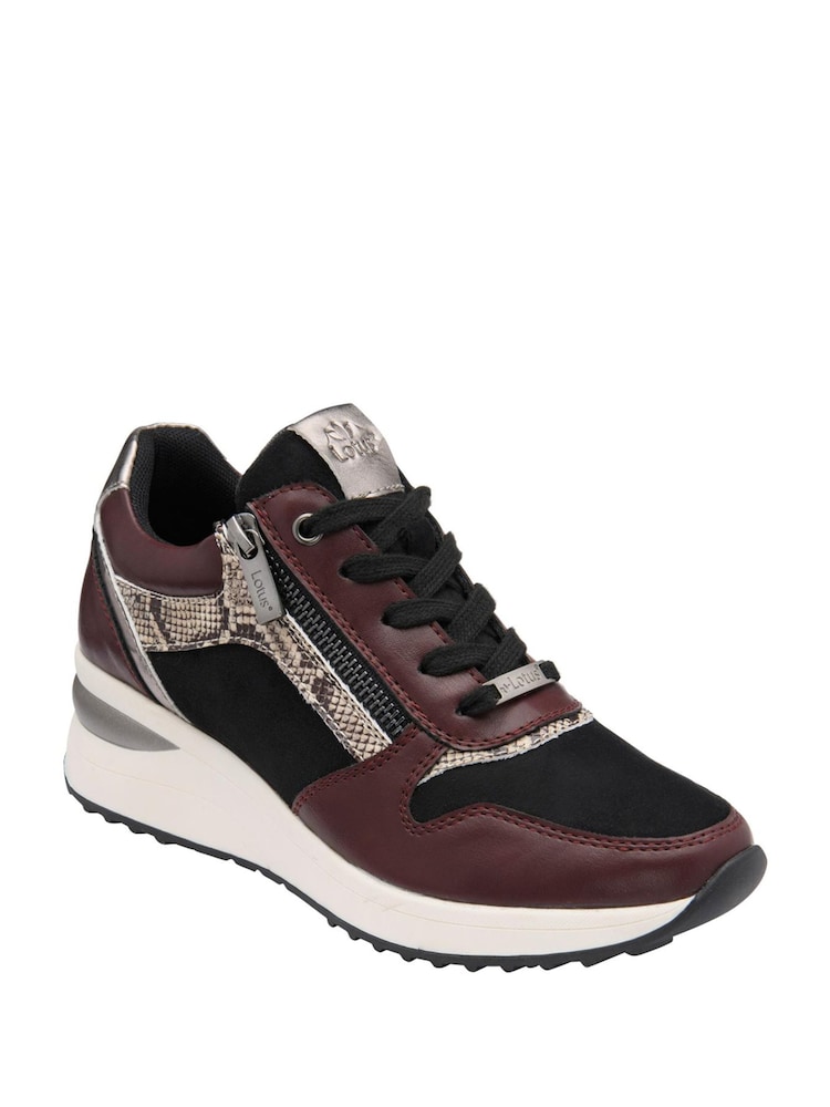 Punainen - Lotus Casual Zip-Up Wedge Trainers - Kuva 1 / 4
