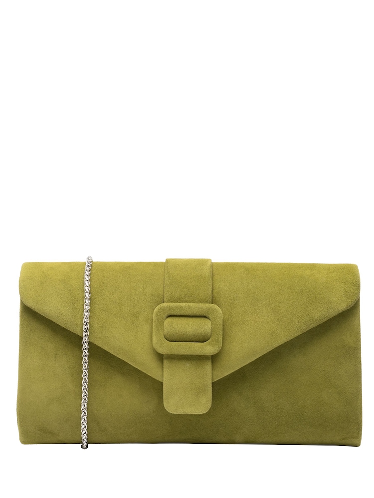 Lotus Olive Green Clutch Bag With Chain - Image 1 of 4 Lotus Olive Green Clutch Bag With Chain - Image 1 of 4