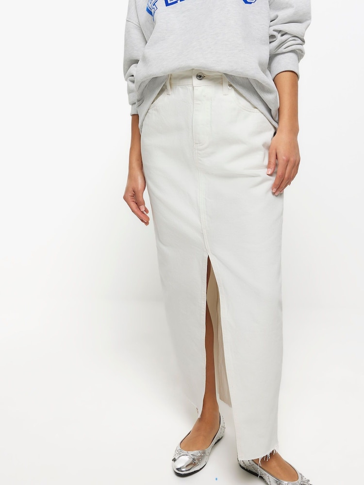 River Island White Petite Maxi Denim Skirt - Image 2 of 5