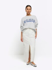River Island White Petite Maxi Denim Skirt - Image 3 of 5