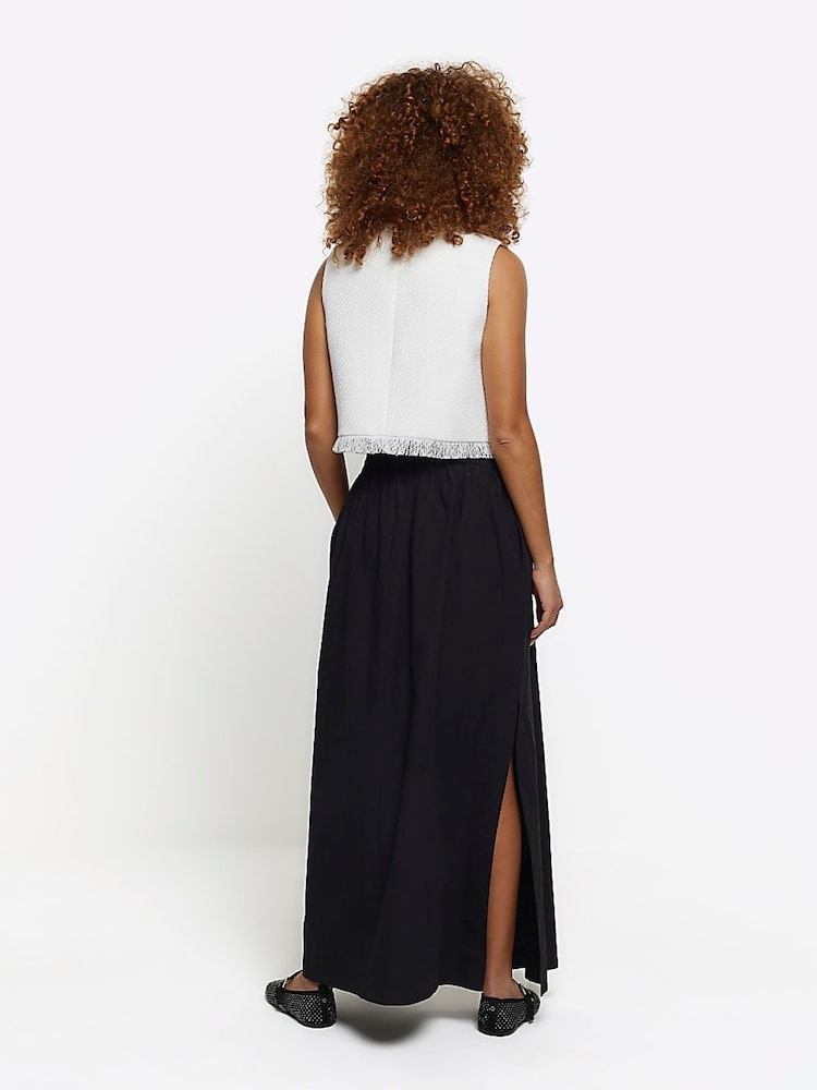 River Island Black Poplin Side Split Maxi Skirt - Image 2 of 6 River Island Black Poplin Side Split Maxi Skirt - Image 2 of 6