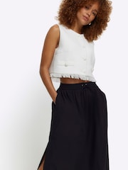 River Island Black Poplin Side Split Maxi Skirt - Image 4 of 6