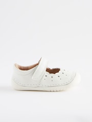White Leather Standard Fit (F) Crawler Mary Jane Shoes - Image 2 of 5