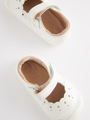 White Leather Standard Fit (F) Crawler Mary Jane Shoes - Image 4 of 5