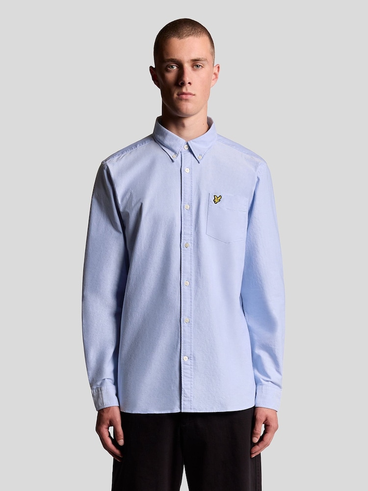 Lyle & Scott Blue Plain Oxford Shirt - Image 1 of 6