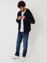 Threadbare Blue Zip-Up Knitted Hoodie with Microfleece Lining - Image 3 of 4