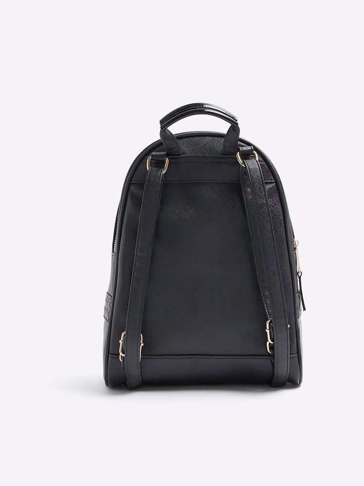 River Island Black Embossed Weave Backpack - Image 2 of 4