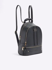River Island Black Embossed Weave Backpack - Image 3 of 4