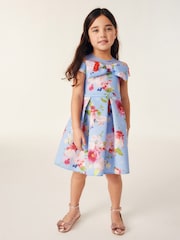 أزرق - أحمر - فستان من قماش سكوبا شبكي مزين بفيونكة من Baker by Ted Baker - Image 1 of 11