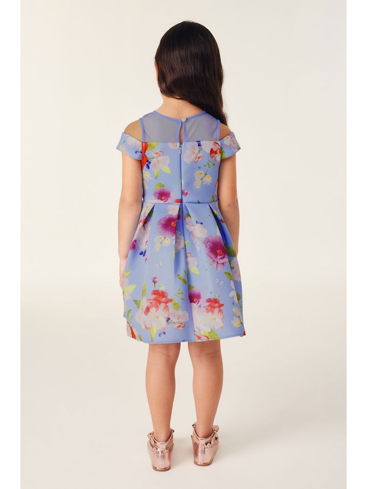 أزرق - أحمر - فستان من قماش سكوبا شبكي مزين بفيونكة من Baker by Ted Baker - Image 2 of 11