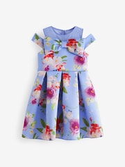 أزرق - أحمر - فستان من قماش سكوبا شبكي مزين بفيونكة من Baker by Ted Baker - Image 7 of 11