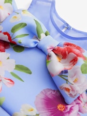 أزرق - أحمر - فستان من قماش سكوبا شبكي مزين بفيونكة من Baker by Ted Baker - Image 9 of 11