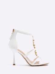 River Island White Bead T Bar Heels - Image 1 of 4