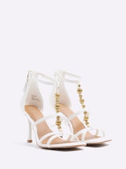 River Island White Bead T Bar Heels - Image 2 of 4