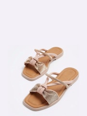 River Island Pink Diamonte Bow Flat Sandals - Image 3 of 4