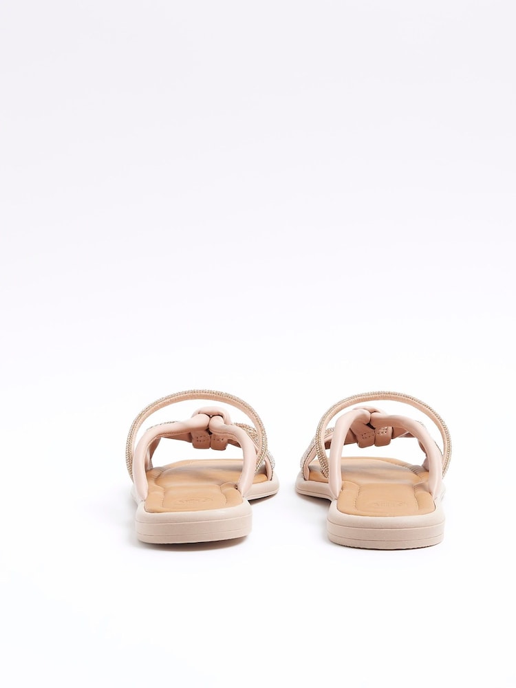 River Island Pink Diamonte Bow Flat Sandals - Image 4 of 4 River Island Pink Diamonte Bow Flat Sandals - Image 4 of 4