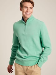 Joules Alistair Green Quarter Zip Cotton Sweatshirt - Image 1 of 7