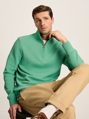 Joules Alistair Green Quarter Zip Cotton Sweatshirt - Image 4 of 7