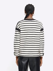 River Island Black Stripe Chuck On Sweat Top - Image 2 of 6