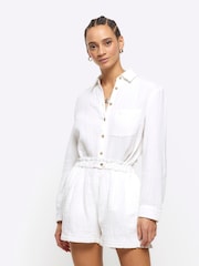 River Island White Feel 100% Cotton Shorts - Image 1 of 1