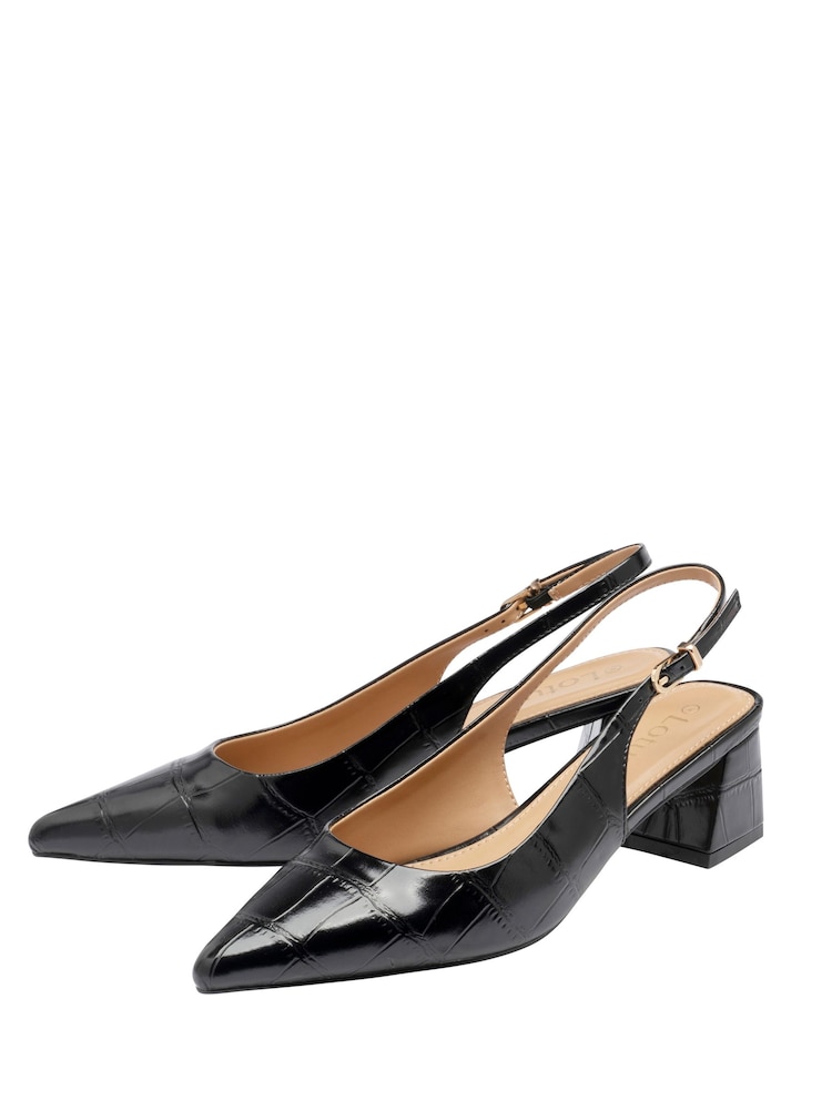 Lotus Black Slingback Court Shoes - Image 2 of 4 Lotus Black Slingback Court Shoes - Image 2 of 4