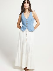 River Island Off White 100% Cotton Feel Skirt - Image 1 of 6