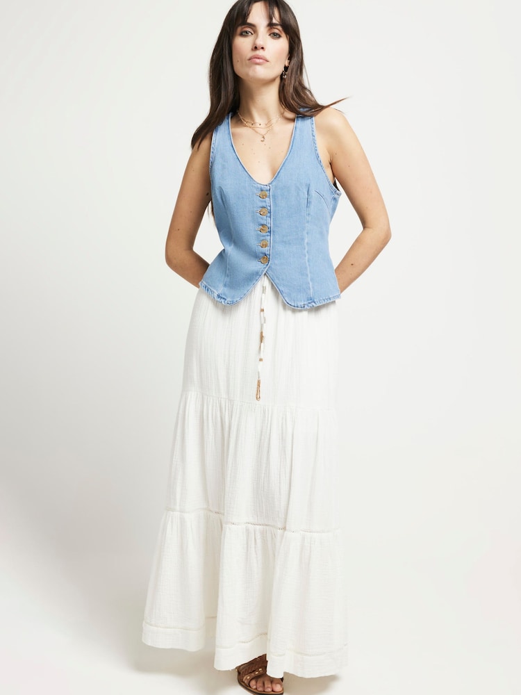 River Island Off White 100% Cotton Feel Skirt - Image 1 of 6 River Island Off White 100% Cotton Feel Skirt - Image 1 of 6