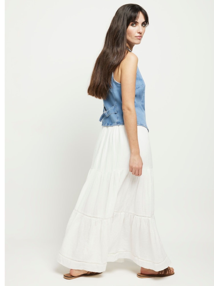 River Island Off White 100% Cotton Feel Skirt - Image 2 of 6 River Island Off White 100% Cotton Feel Skirt - Image 2 of 6
