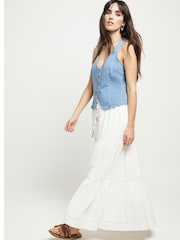River Island Off White 100% Cotton Feel Skirt - Image 3 of 6
